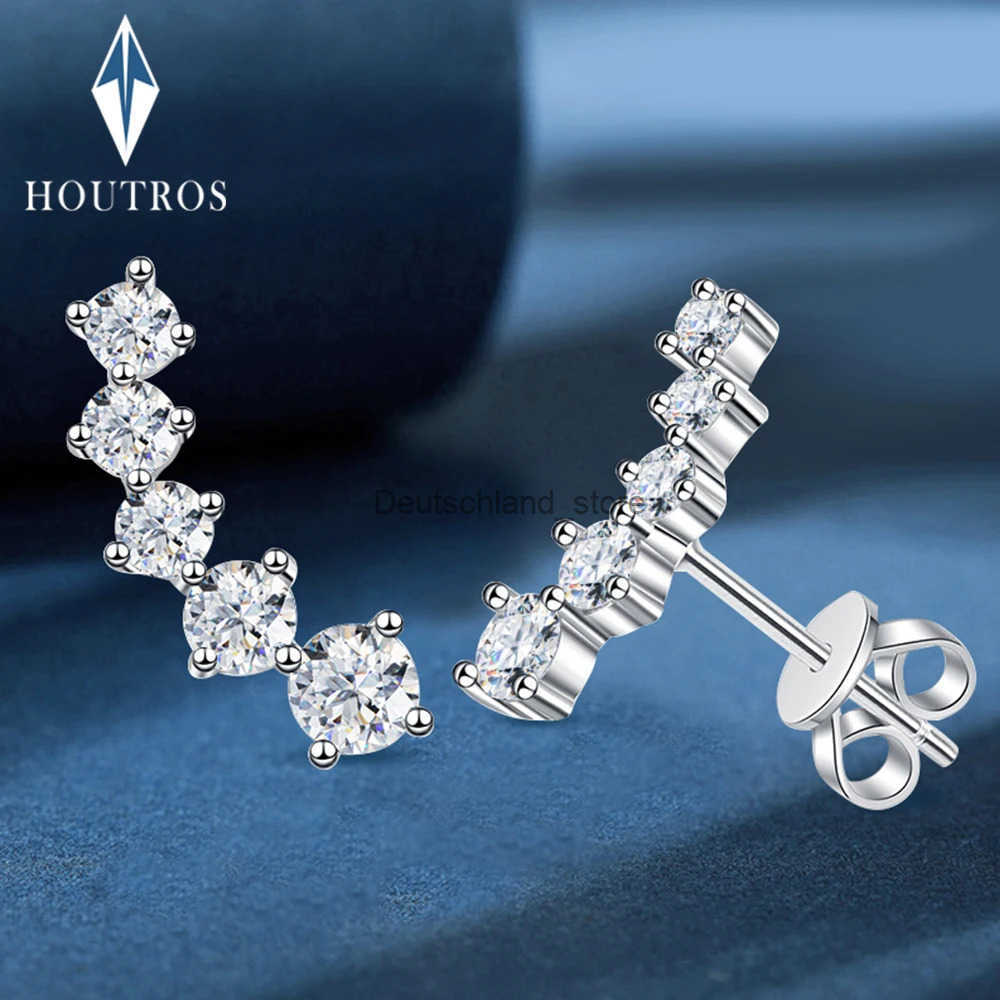 Real D Color Moissanite Diamond Earrings GRA Certified 925 Sterling Silver Sparkling Smile Stud Earrings for Women Jewelry Gift Q250619