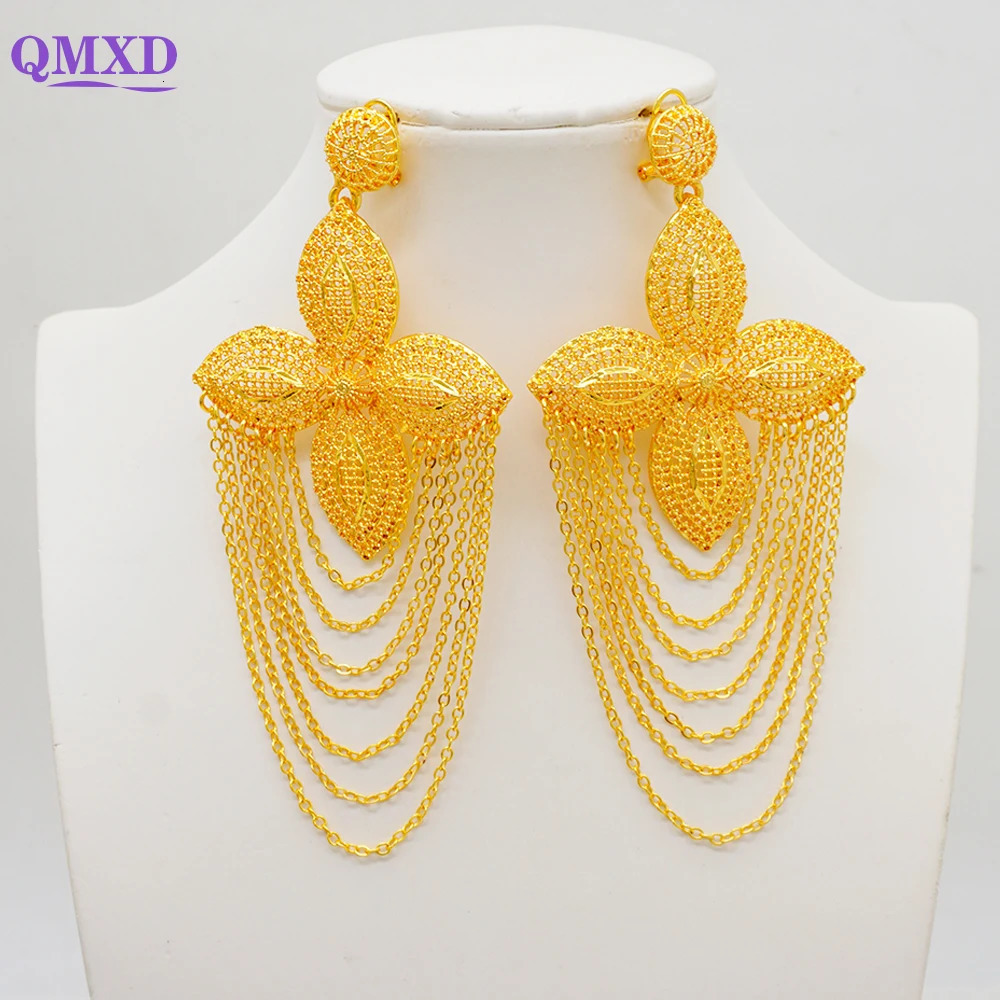 Bohemia Long Tassels Earrings African Dubai Gold Color Drop Earrings For Women Pendant Stud Earrings Wedding Jewellery Gifts250616