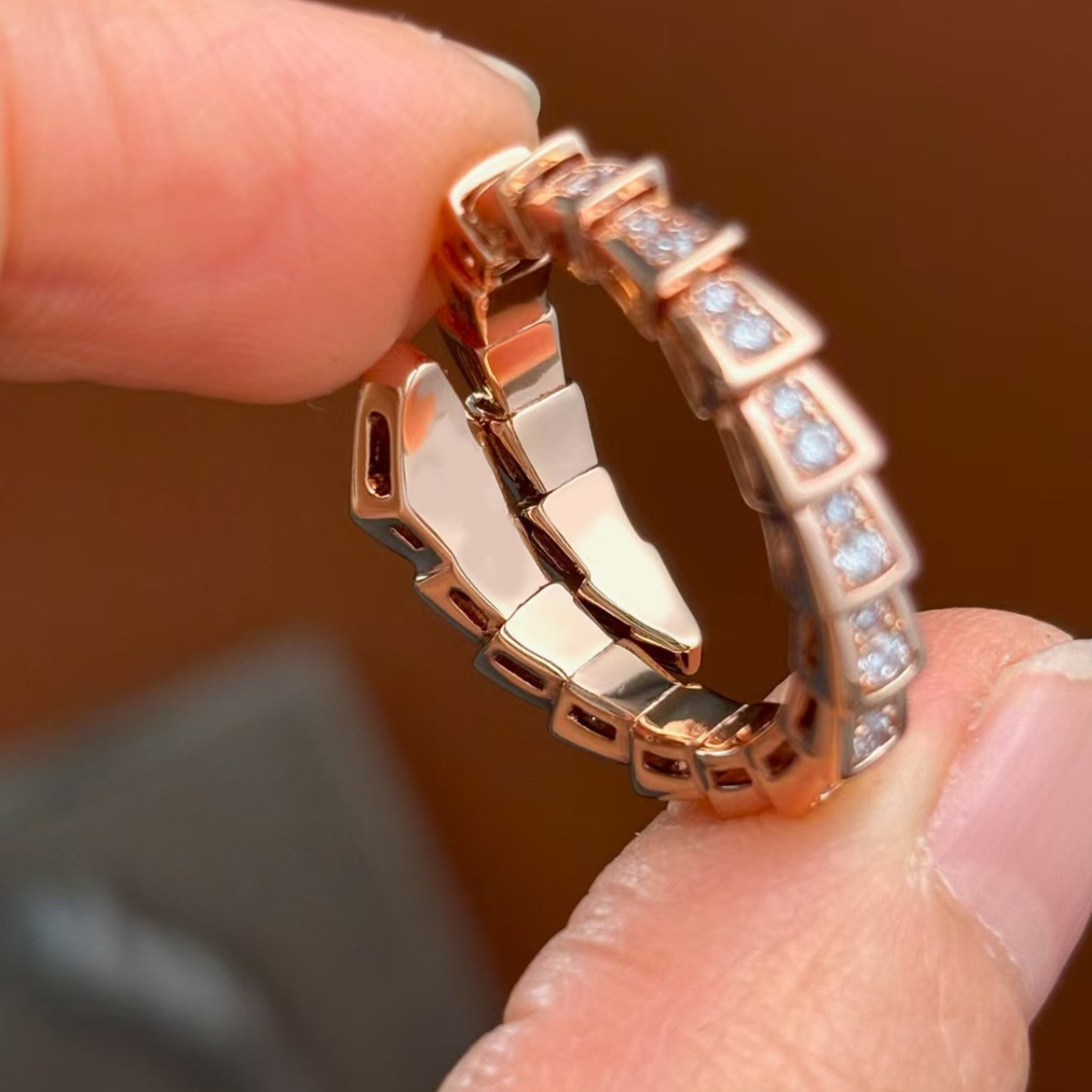 Snake bone designer ring open diamond rings designer for women rose gold silver plated lady formal wedding ring fashion classical luxury jewelry zl3