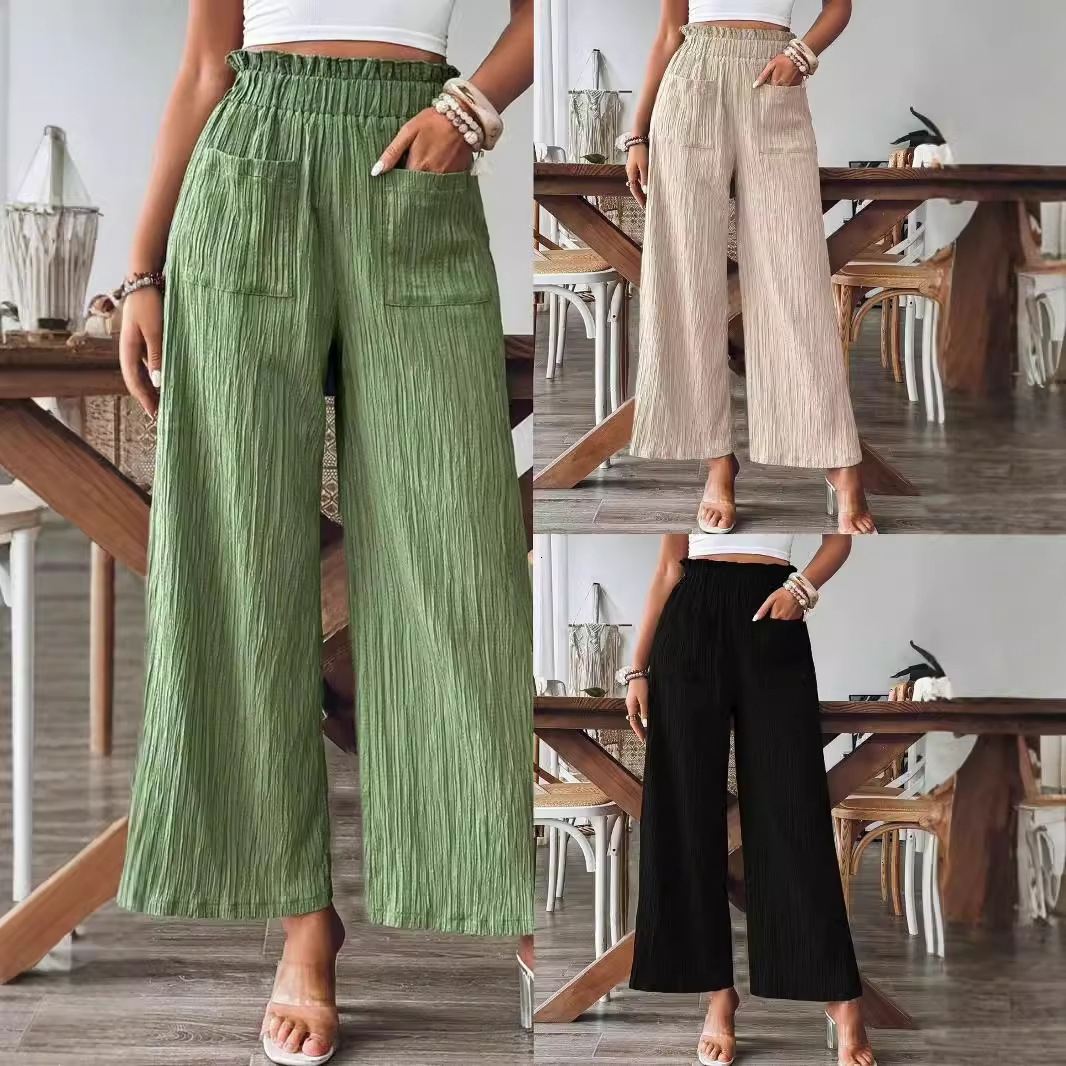Womens Fashion 2025 New Womens Temu Solid Color Casual Straight Pants