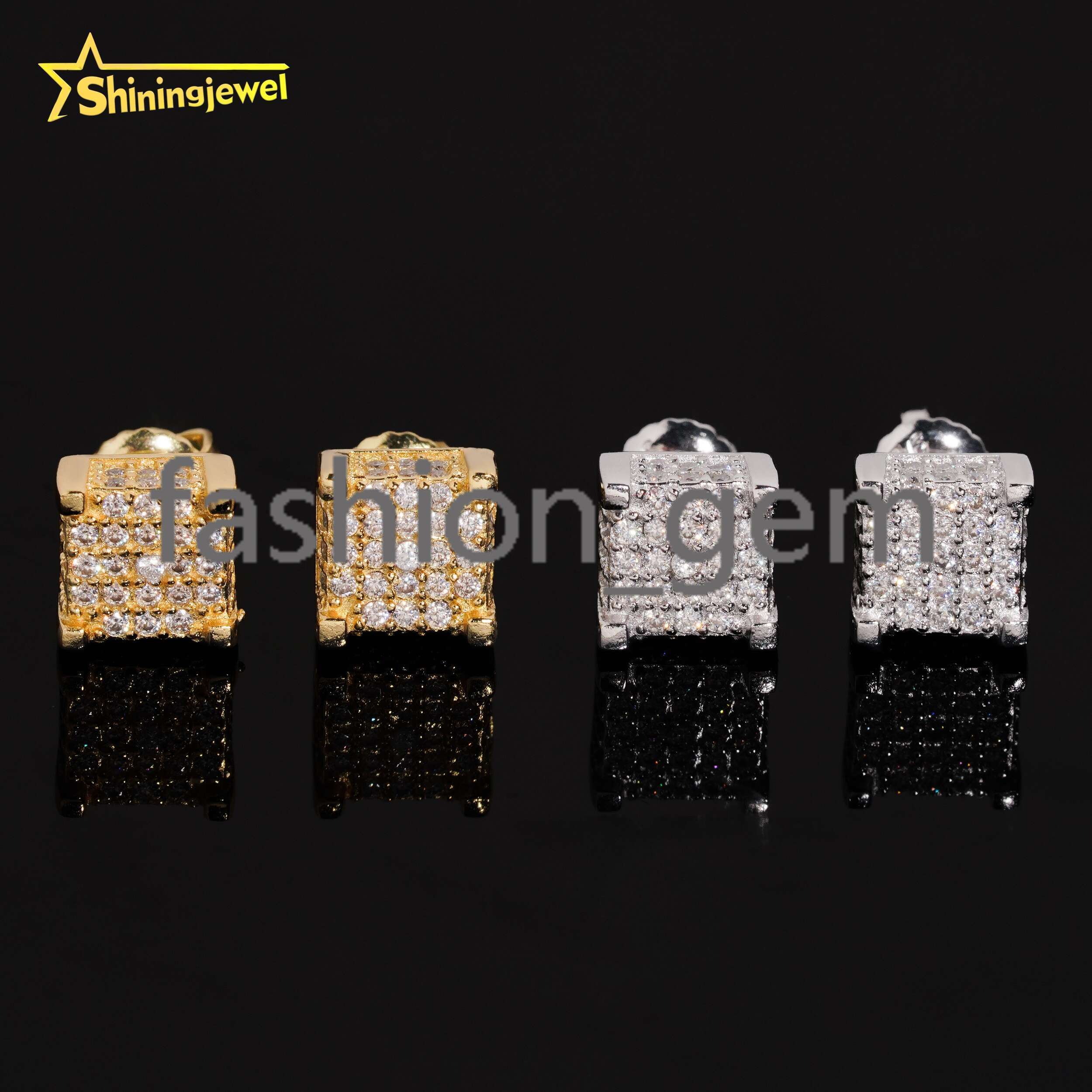 Pass Diamond Tester Stocks 925 Sterling Silver Iced Out Hip Hop Jewelry VVS Diamond Moissanite Stud Earrings