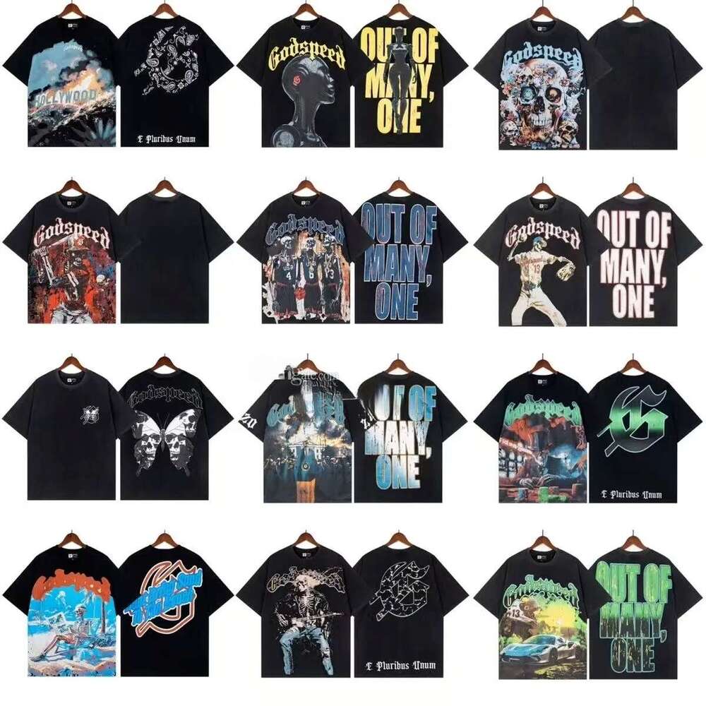designer mens t godspeed shirt graphic clothe beach hipster fabric cotton Street graffiti Letter foil print Vintage washed black tee size S-XL
