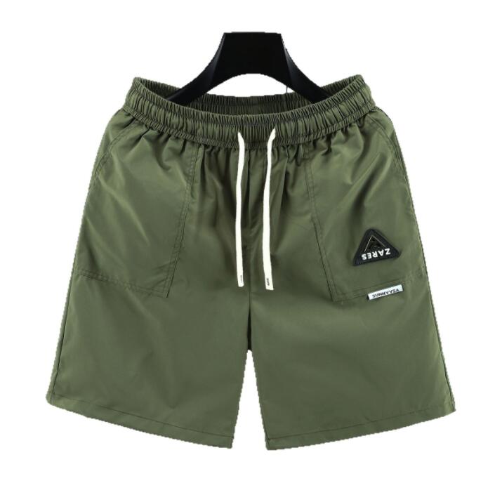 Quick drying shorts mens summer large pocket five quarter pants youth versatile solid color loose casual workwear sports pants
