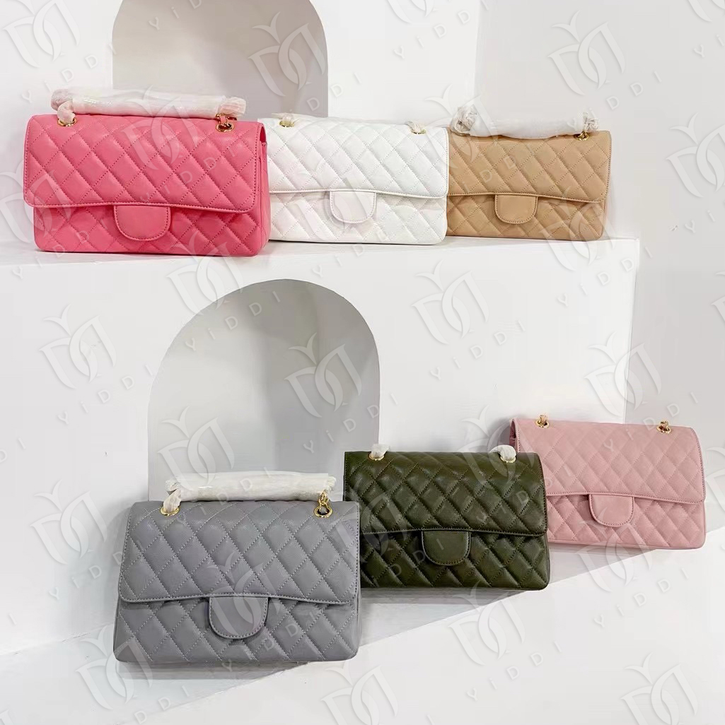 Top quality Designer Classic flap bag Luxury Quilted Leather Crossbody bag Shoulder bags for women 25CM Double flap caviar bag CF Chain bags Cross B