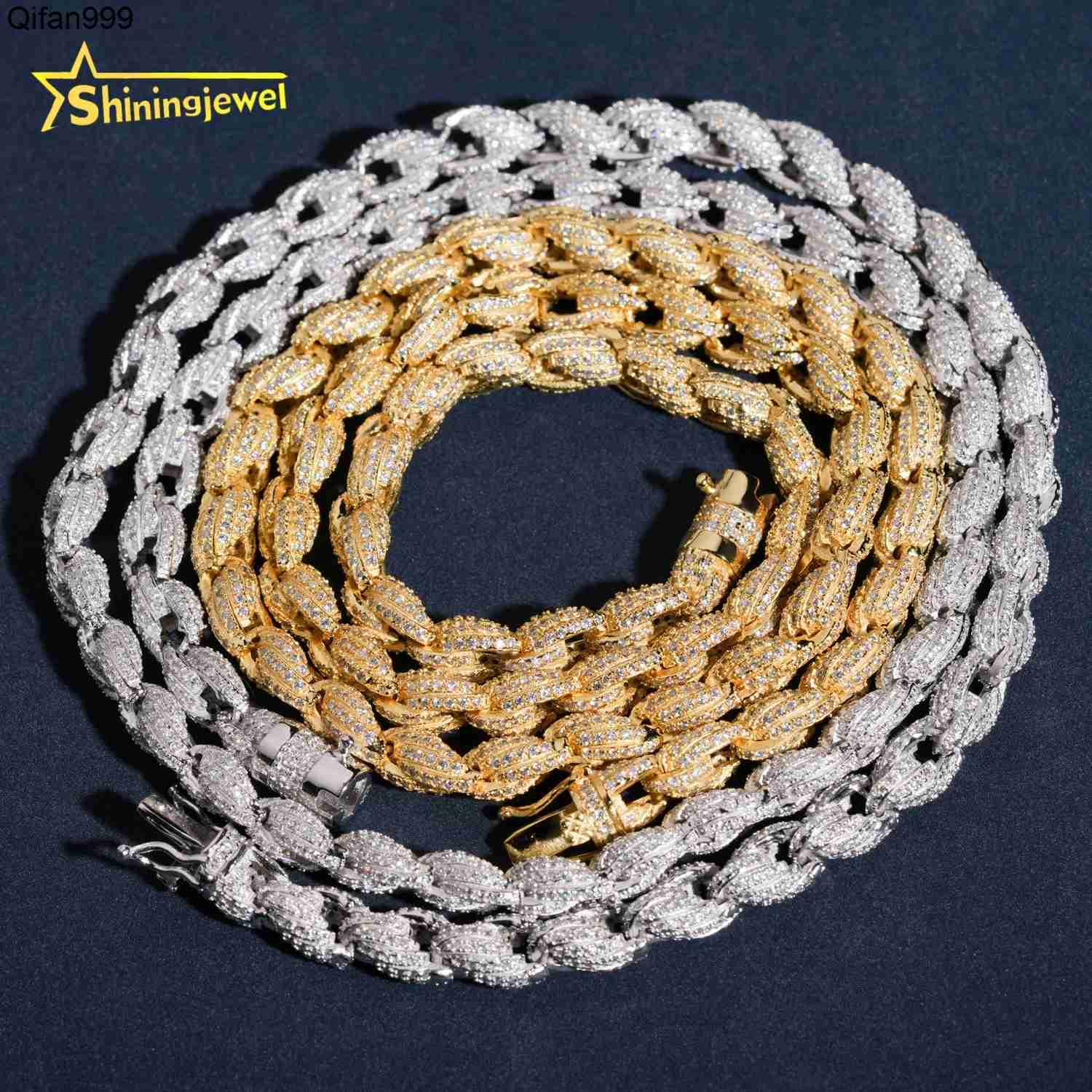 Pass Diamond Tester Hip Hop Fine Jewelry 7.5mm 925 Silver Fully Iced Out Twist Moissanite Diamond Rope Chain