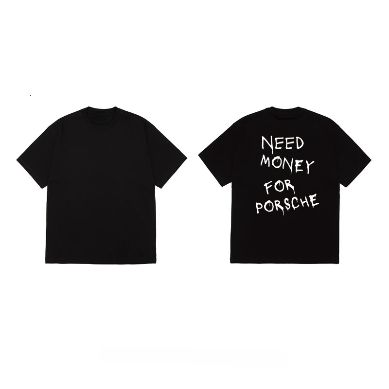 2025 Summer American Street Graffiti Need Money for Letter Printing Shortsleeved Tshirt Male European and Trend 250616