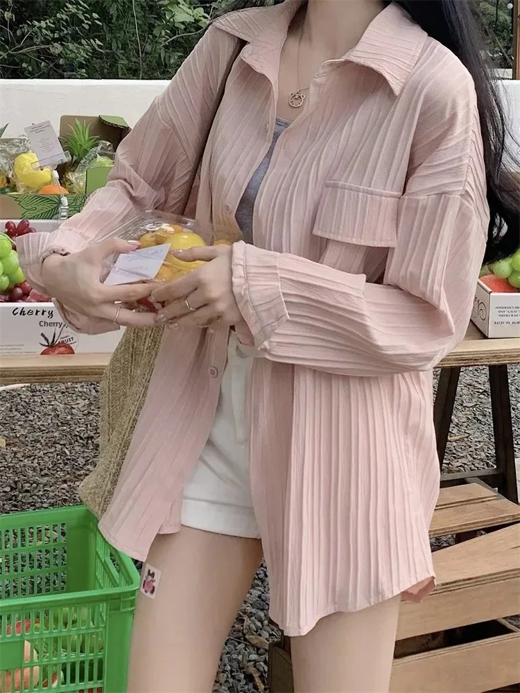 French Long Sleeve Sun Protection Shirt Elegant Unique Small Shirt Womens plus Size Cotton Blend Blouse 250616