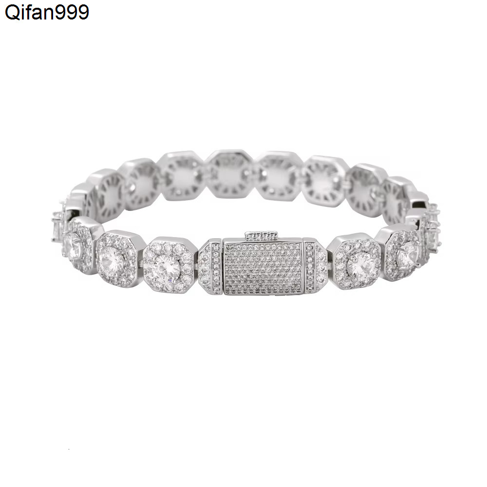 10mm Brass Setting Zircon Bracelet Hip Hop Iced Out Zircon Cuban Chain Bracelet Mens Jewelry