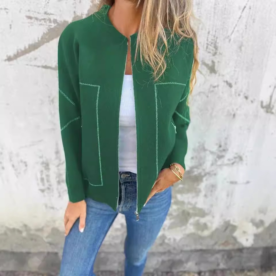 2025 New Faux Wool Material Quality Autumn Winter Casual Zipper Solid Color Jacket