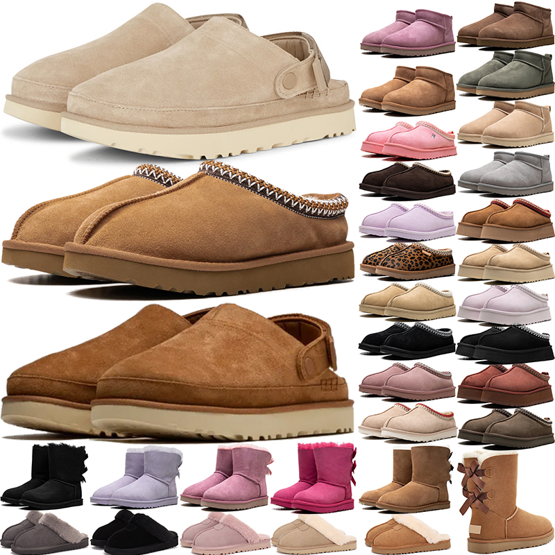 fur slides designer wool Slippers clog suede winter Booties slide australia snow Plush Rubber classic non slip mens women shoes big size 4-14