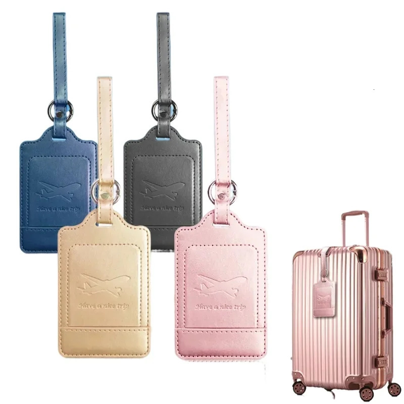 Portable PU Leather Luggage Tag Suitcase Identifier Label Baggage Board Bag Name ID Address Holder Travel Passport Card 250614