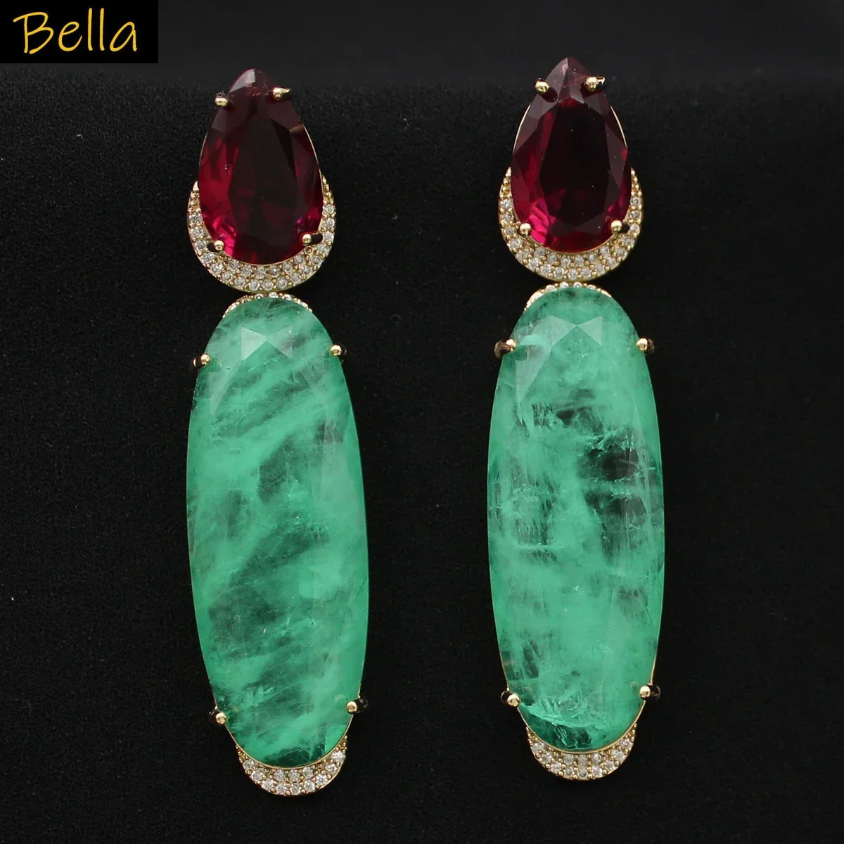 Colorful Purple Green Dangle Earrings for Women Jewelry Wedding Evening Party Big Drop Earrings Elegant Female Gift250616