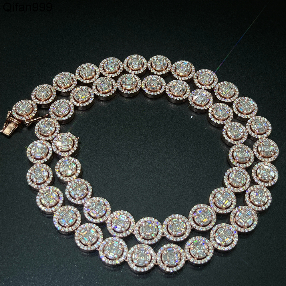 Pass Diamond Tester Vvs baguette Cut Fashion New Design Iced Out Hip Hop Mossianite Miami Cuban Link Chain Necklace