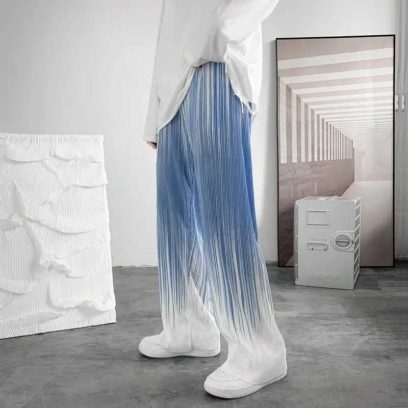 Summer Silk Pleated Mens Casual Pants Harajuku Wide Leg Oversize Pants Streetwear Vintage Y2k Pants Clothes Trousers 2022 New XJ250618