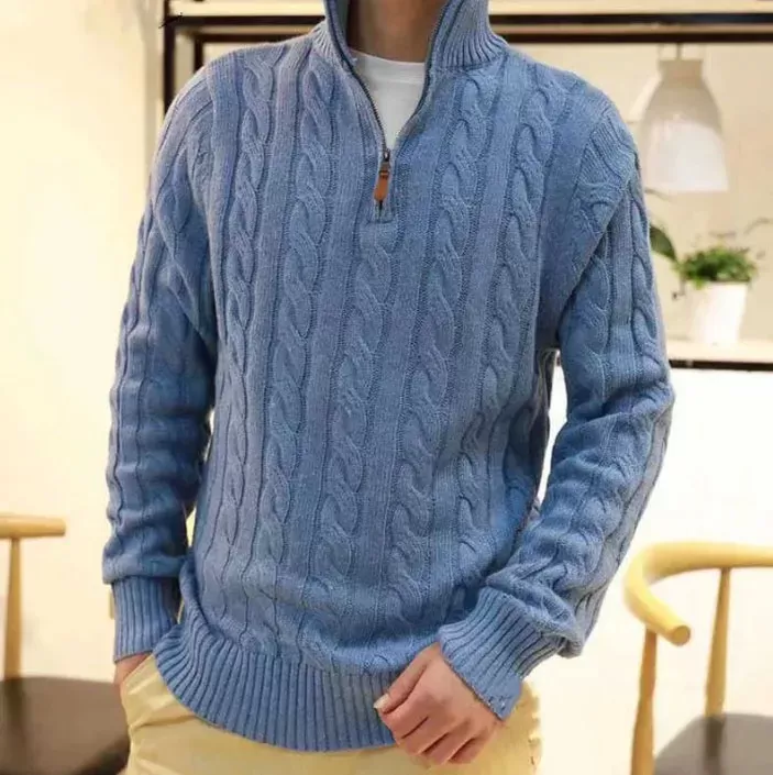 Free shipping Mens Sweater Designer Polo Half Zipper Hoodie Long Sleeve Knitted Twist High Collar Fashion Men Woman Embroidery fjhx