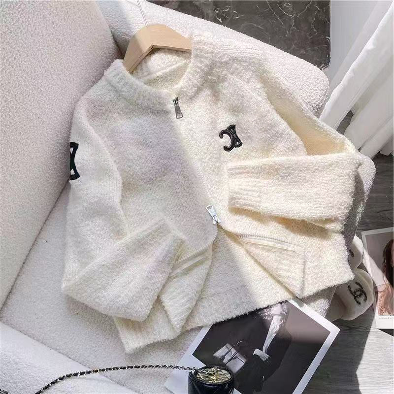 Designer Women's Autumn/Winter Jacket Sweater Color blocked Knitted Zipper cardigan Short Style New Sweater Jacket