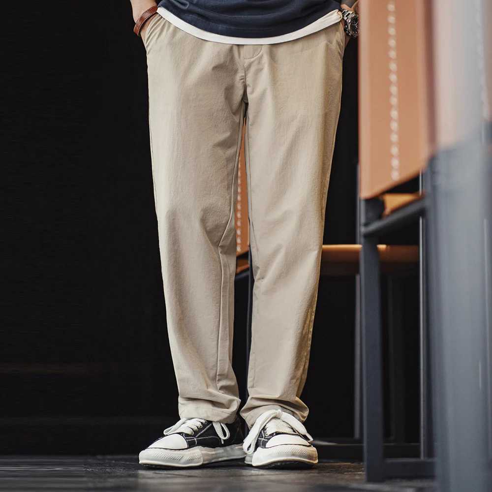 Maden Casual Straight Clean Fit Suit Pants Mens Spring Wrinkle-Resistant Tapered Office Pants Solid Color Versatile Trousers XJ250618