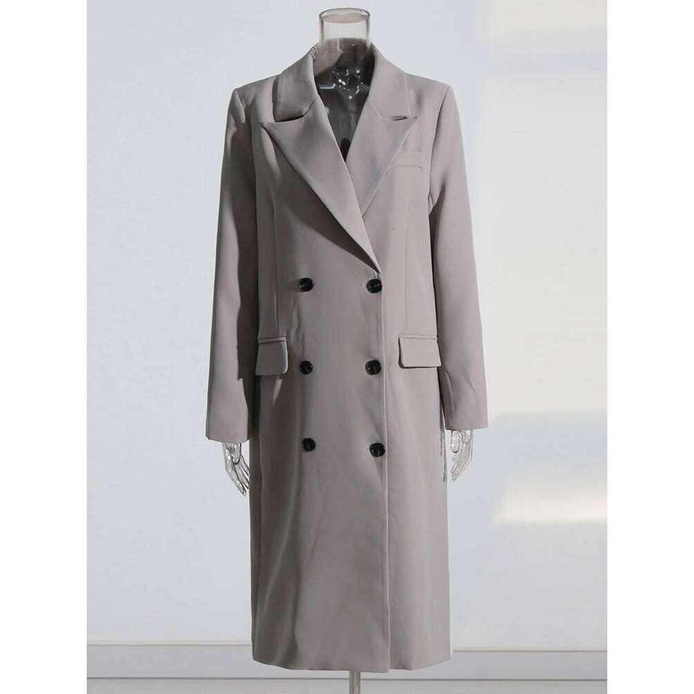 Designer Clothing 2025 Loose Casual Windbreaker For Women Notched Collar Long Sleeve Double Breasted Solid Fashion Coats Female Clothing
