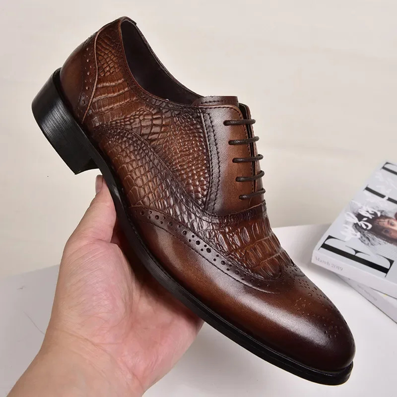 Men casual shoes Brock Oxford retro leather men formal spring and autumn s for 250613