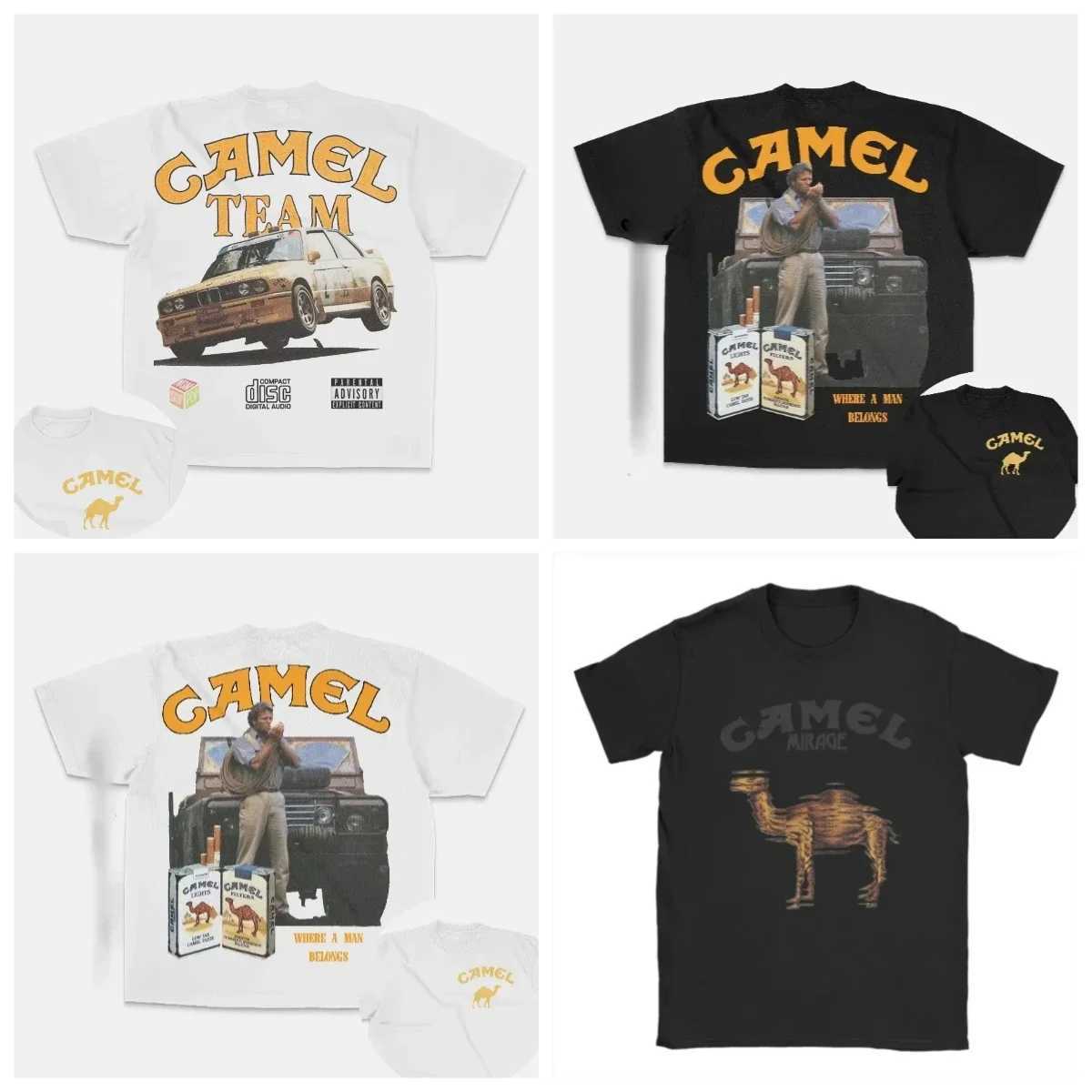 Retro Car Camel Cigarettes T-Shirt Vintage Cotton Tops Ts Short Slve Casual Strtwear Men Women Clothing Harajuku H250618