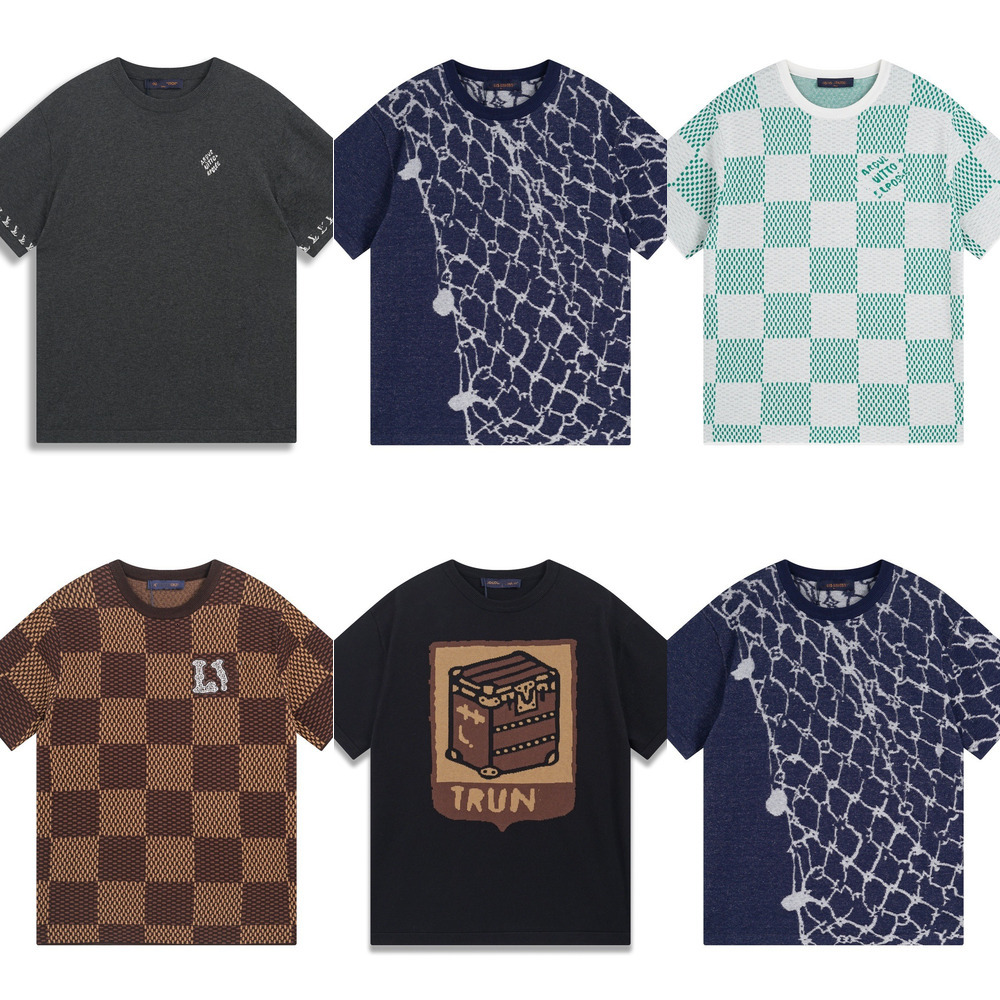 Designer mens tshirts High luxury Knitted T-Shirt 2025 New Checkerboard Brand Letter Jacquard Casual Loose Fit Unisex Couple Short Sleeve luxury tee