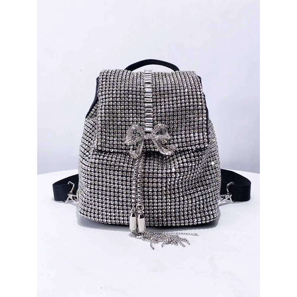 Shiny Rhinestone Bowknot Decorated Backpack New Fashion High Quality Texture Evening Party Small Shoulder Bag
