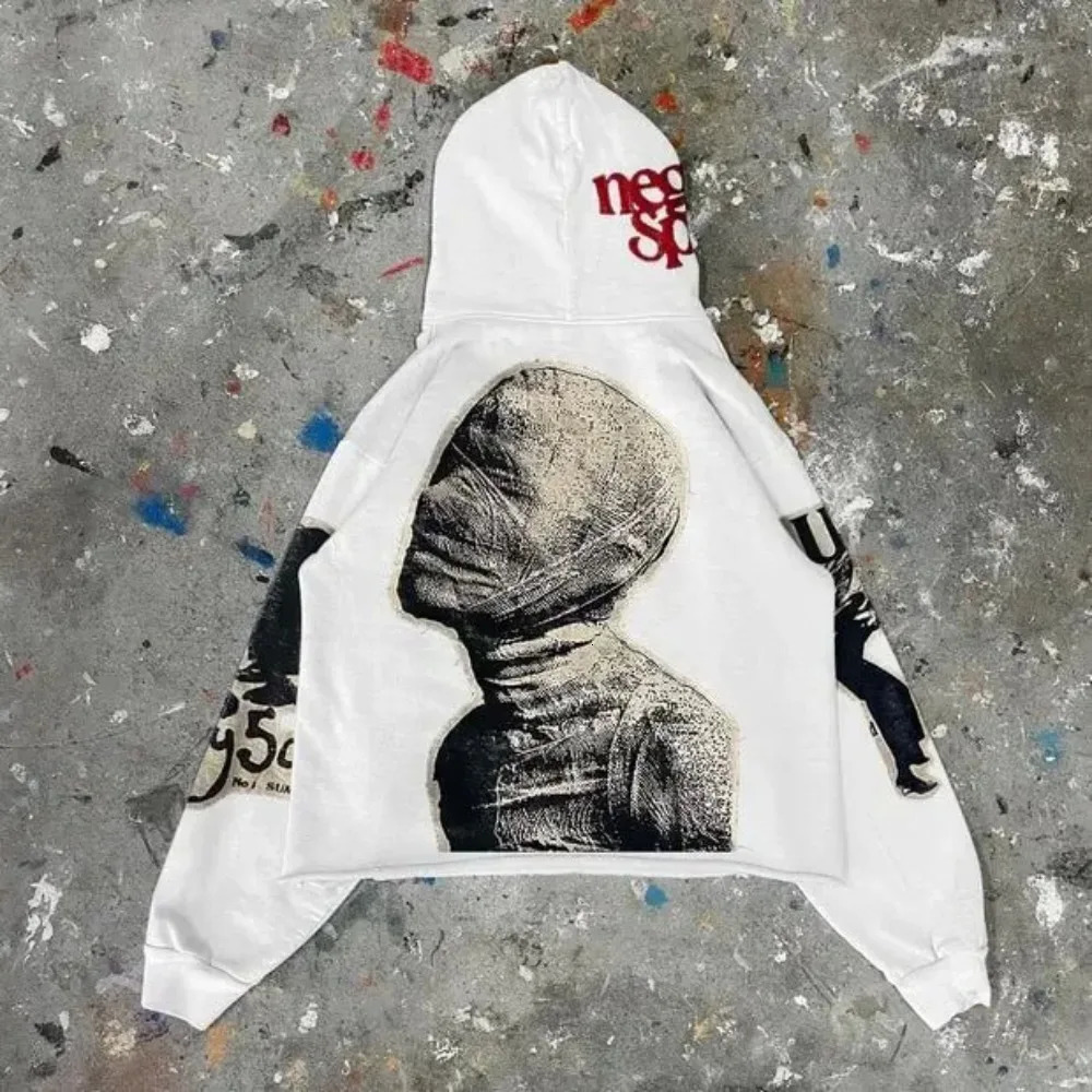 Y2K Hoodie Retro Punk Mummy Print Oversized Hoodie Men and Women Fashion Loose Harajuku Hip Hop Streetwear Gothic Sweatshirt 250614
