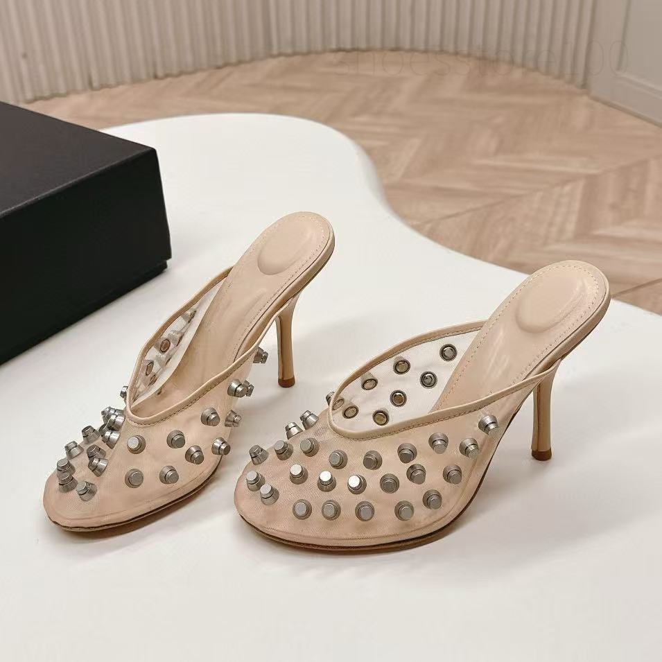 Top quality mules slippers sandal Letter Patent leather stiletto High heels open toes Women's slides Kitten heels Luxury designer sandals women