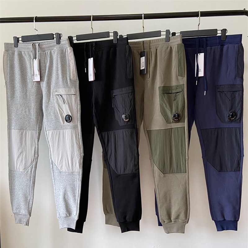 Autumn and winter men's thick velvet casual new pants with mobile badges trendy brand loose cotton sanitary one lens pocket pants 4 Color