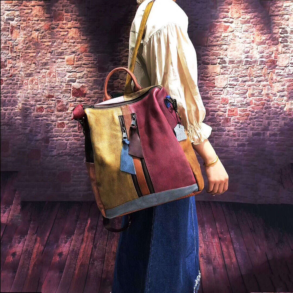 Backpack 2025 Fashion Trend Handbag Color Polished Genuine Leather Women's Bag