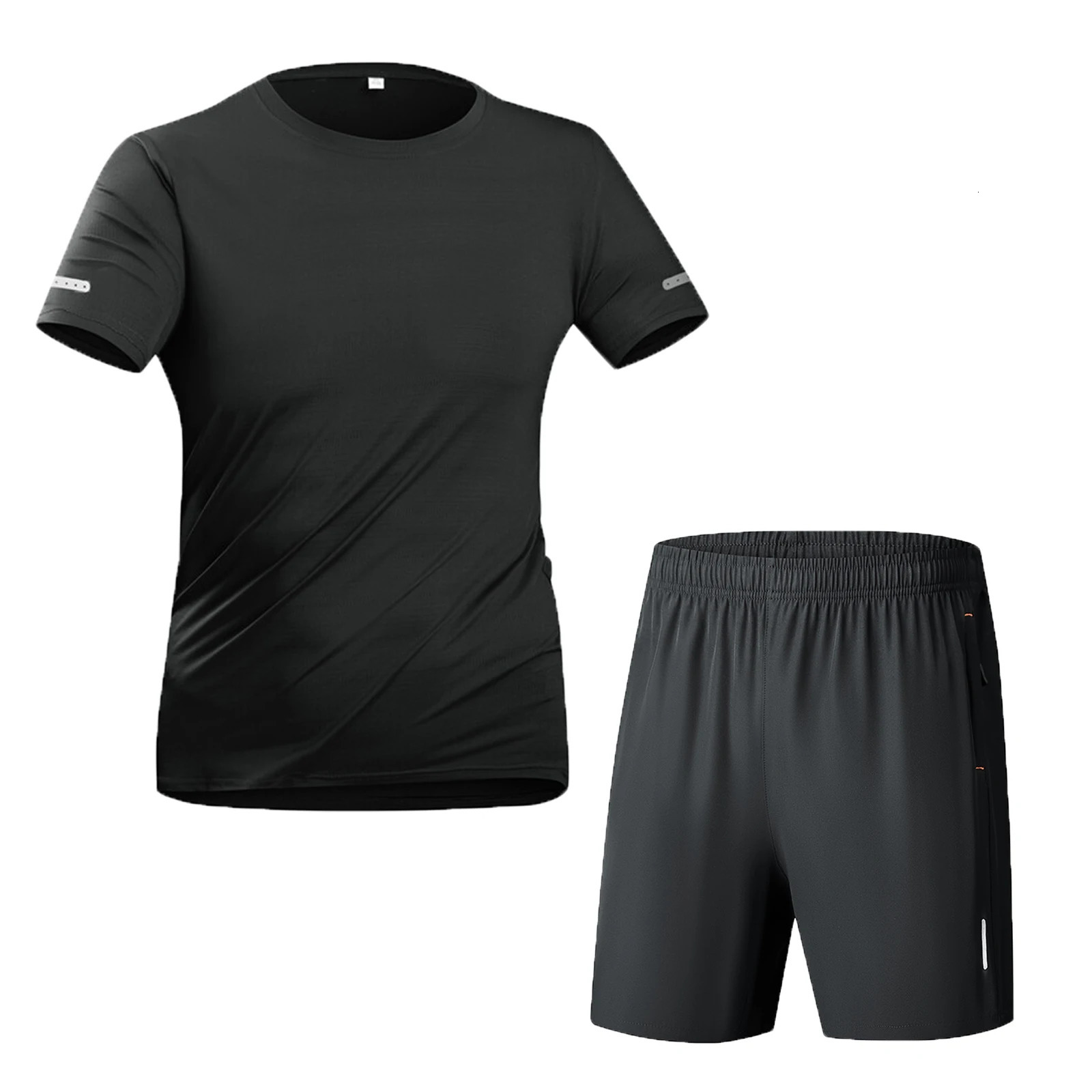 Summer Mens Sports Sets Casual T-Shirt And Shorts Set Male Sports Suit Solid Color Tracksuit Loose Suits Size 250614