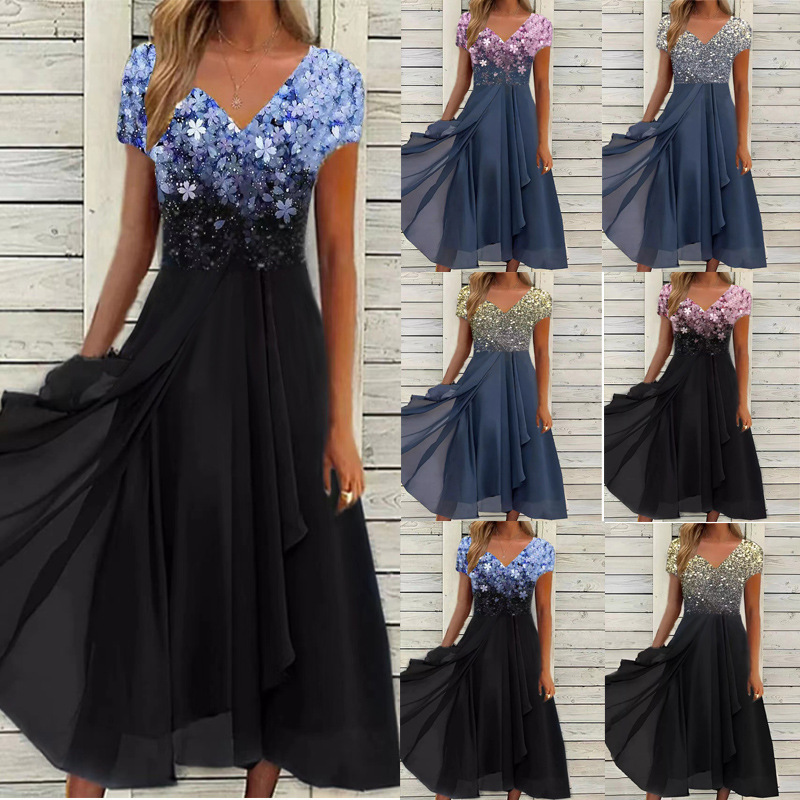 Womens Clothing 2025 Summer New Womens Dress Urban Casual Fashion Chiffon Dress