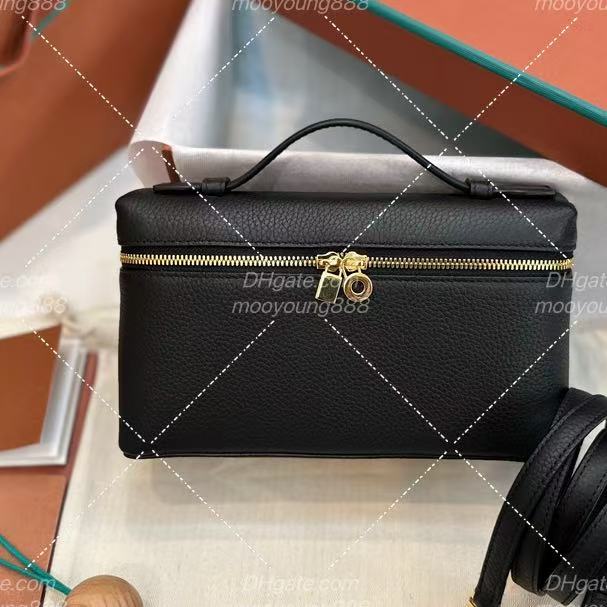 12A Upgrade Mirror Quality Designer Extra Pocket 19cm Small Handle Handbags for Women Genuine Leather Bags Luxury Black Purse Crossbody Bag Strap wi
