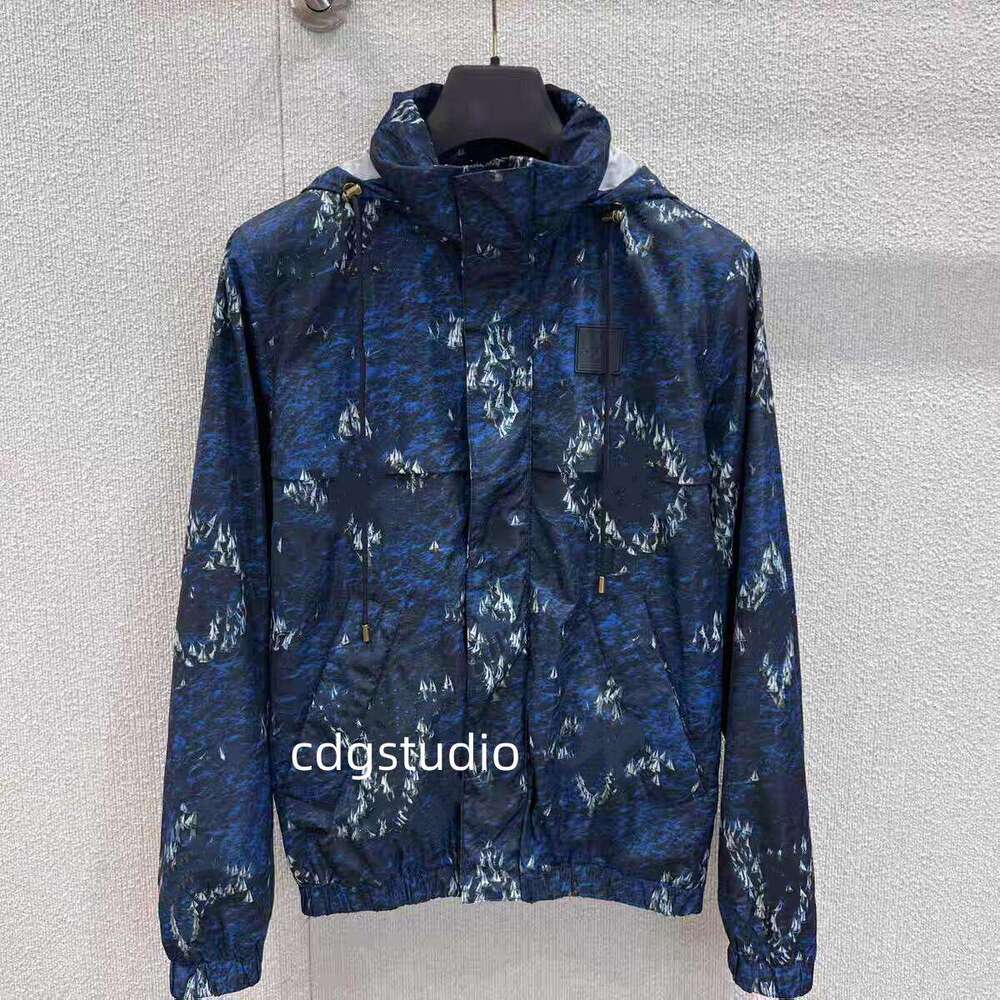 Men's designer men's top print gradient hooded Monogram Regatta pattern windproof jacket