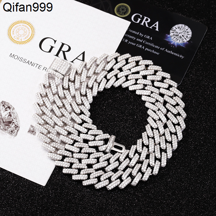 Discount Item RTS Mossanite Cuban Chain S925 Sterling Silver Men HipHop Diamond Necklace VVS Moissanite Cuban Link Chain