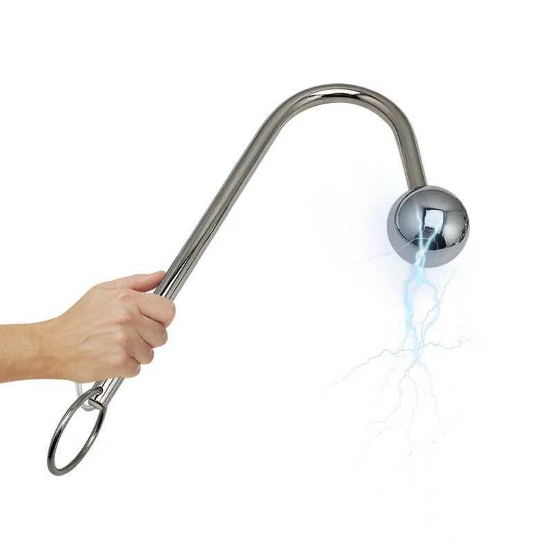 Anal Toys 3 size metal Electro wave physical shock anal beads hook butt plug ring massager electrical stimulation medical device sex toy sale_W9ER