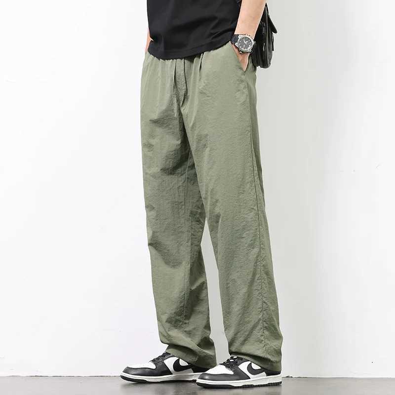Ice Silk Mens Pants 2025 Summer New Black Gray Thin Business Casual Pants Outdoor Elastic Breathable Straight Leg Sweatpants XJ250618
