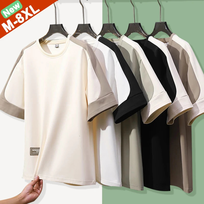 ly 6XL 7XL 8XL T-Shirts Men Plus Size Male Tshirts Contrast Color Camping T Shirts Fashion Tees Top Hip Hop Summer Man Cloth 250619