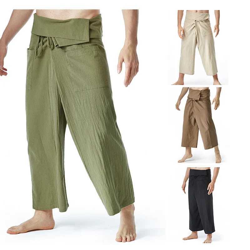 New Summer Daily Thai Fisherman Linen Pants Mens Womens Loose Yoga Pirate Harem Pants Baggy Trousers Homewear Quick-Dry Pants XJ250618