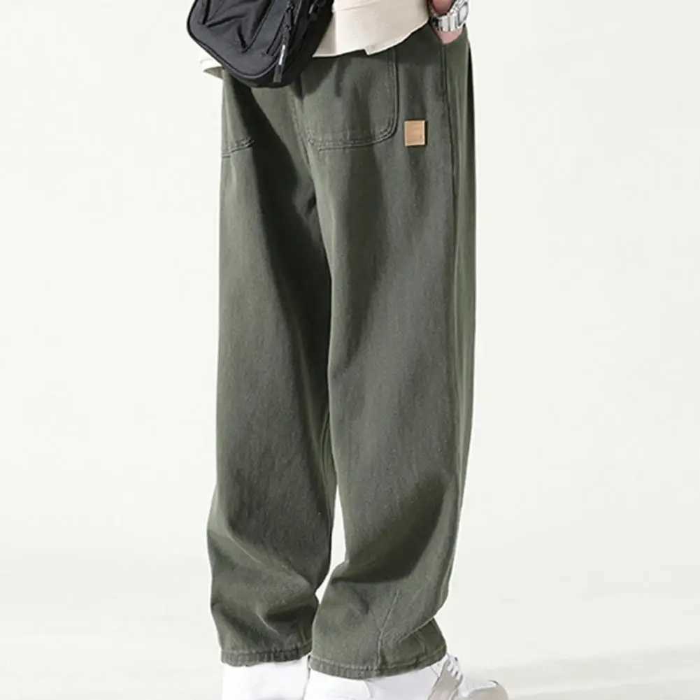 Pants for Men Trendy Wide-leg Trousers Breathable Wide-leg Mens Work Pants Retro Style Versatile Solid Color TrousersXJ250618