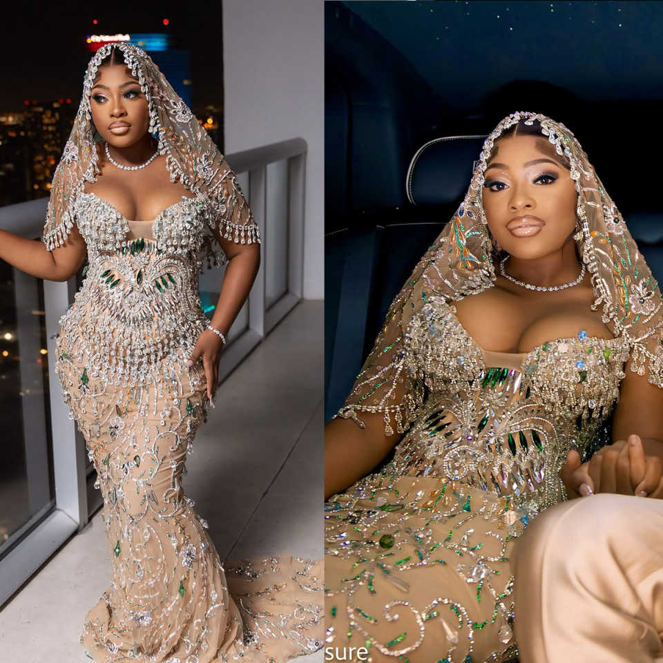 Arabic Mermaid Prom Dresses Hand Made Beading Off Shoulder Lace Evening Gowns Rhinestone Birthday Party Customized Special Occasion Dress