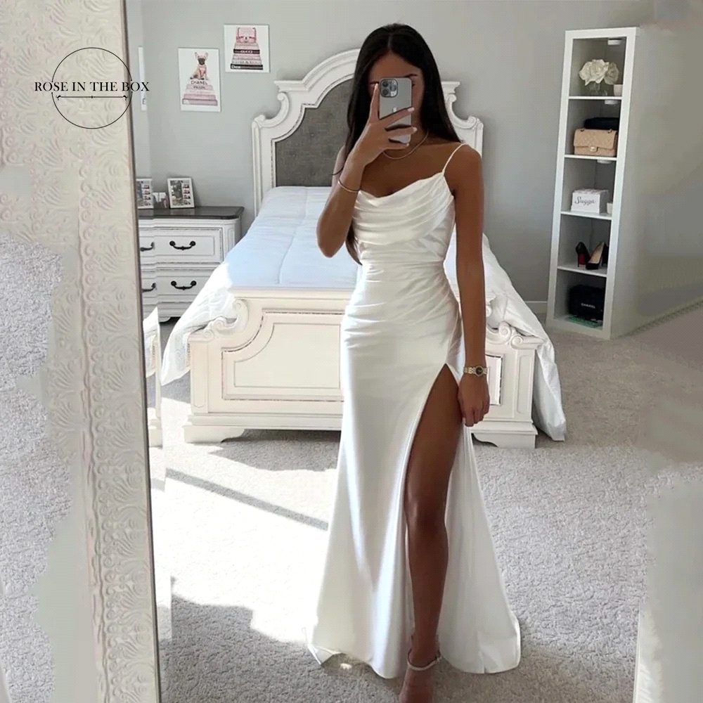 Simple Designed Wedding Guest Dresses Sheath Spaghetti Straps Side Split Mermaid Bridesmaids Dress Custom Made Maid of Honor Gowns Evening Prom Part