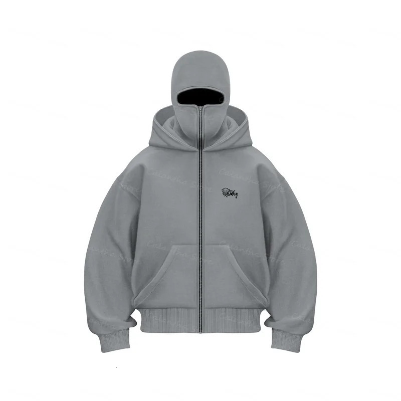 Mens Winter Hoodie with Balaclava Face Mask Zipper n Sports Jacket for Outdoor Activities Hiking Travel Running Sweatshirt 250619