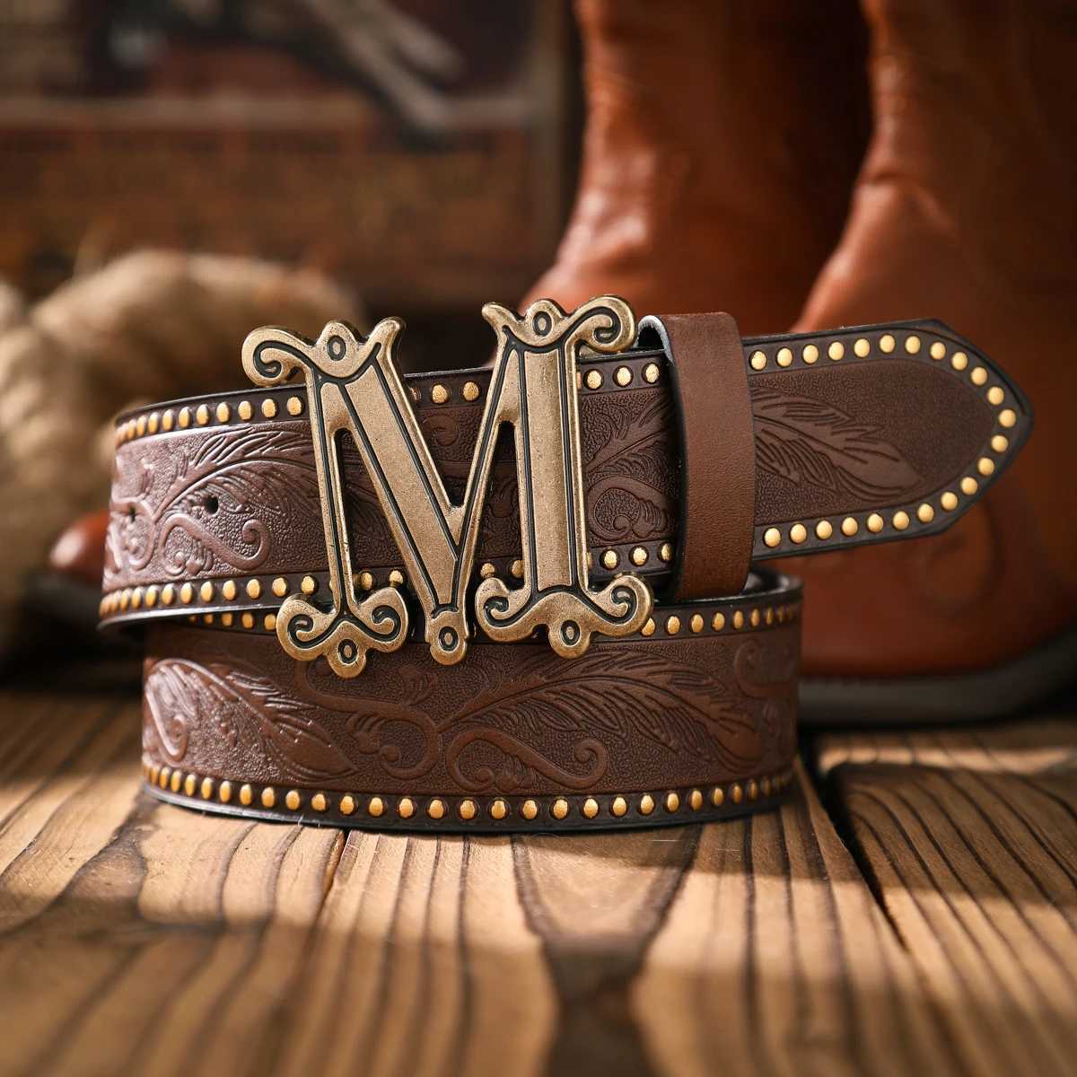A casual and retro belt a waist accessory for Western-style clothing metal buckle PU belt suitable for both men and women XJ250620