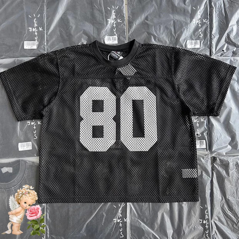 Black Apricot Navy Blue Number 80 Print SAINT T Shirt Men Women Summer Mesh Hollow Out Quick Dry Clothes Oversized T-shirts Tops 250617
