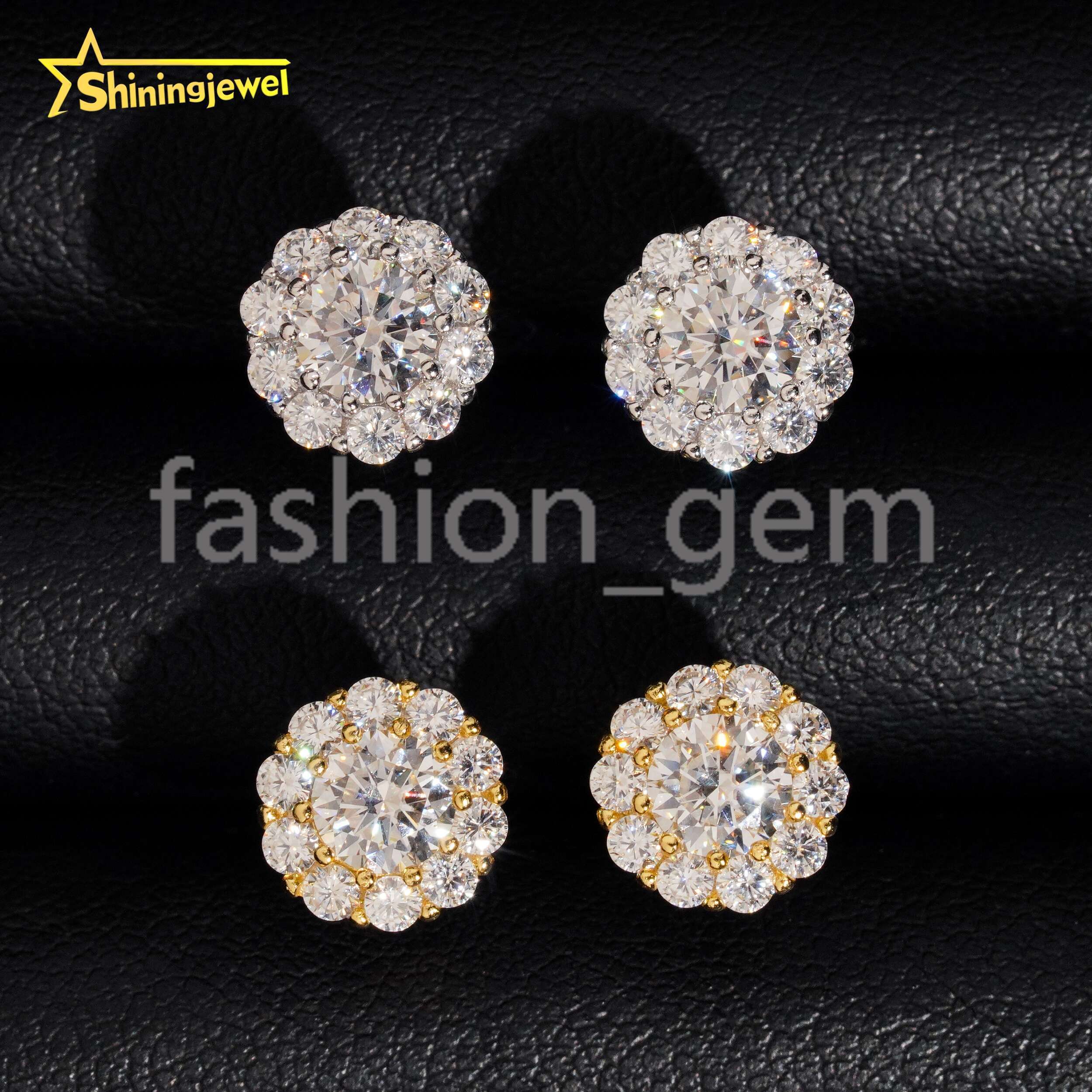 Fashion High Grade Fine Jewelry Pass Diamond Tester 925 Sterling Silver Iced Out Custom VVS Diamond Moissanite Stud Earrings