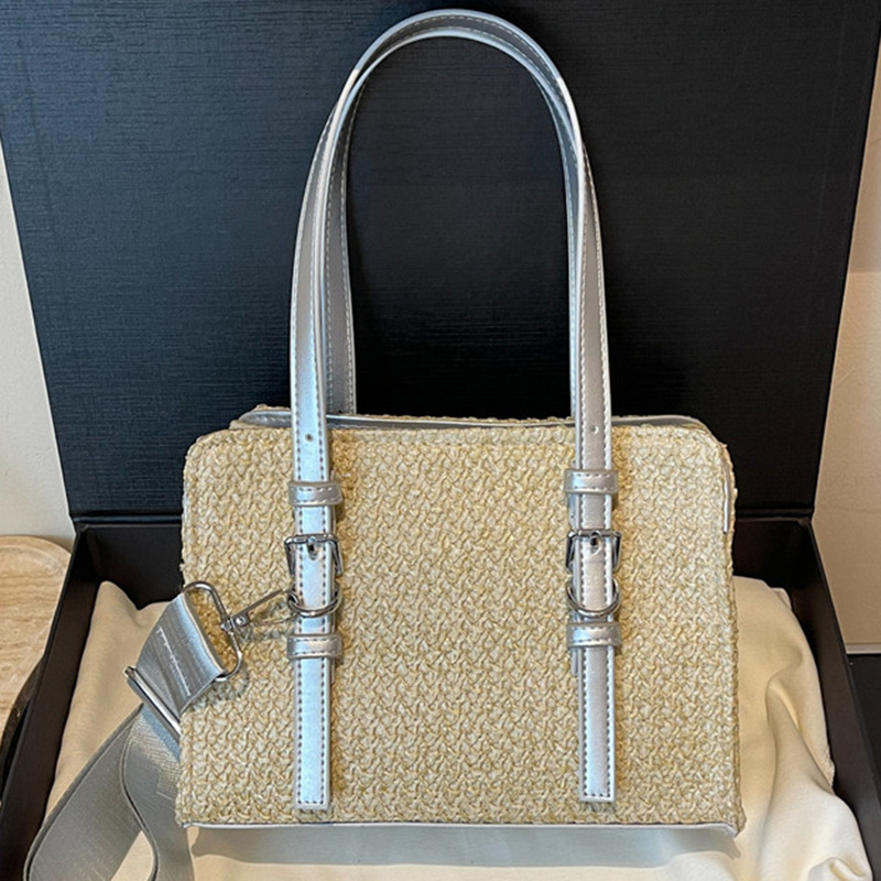 Free shipping designer Fashion Women Bag 2025 Summer New Stylish Shoulder Bag Simple Crossbody Bag Woven Bag Patchwork Casual Small Square Bag Trend