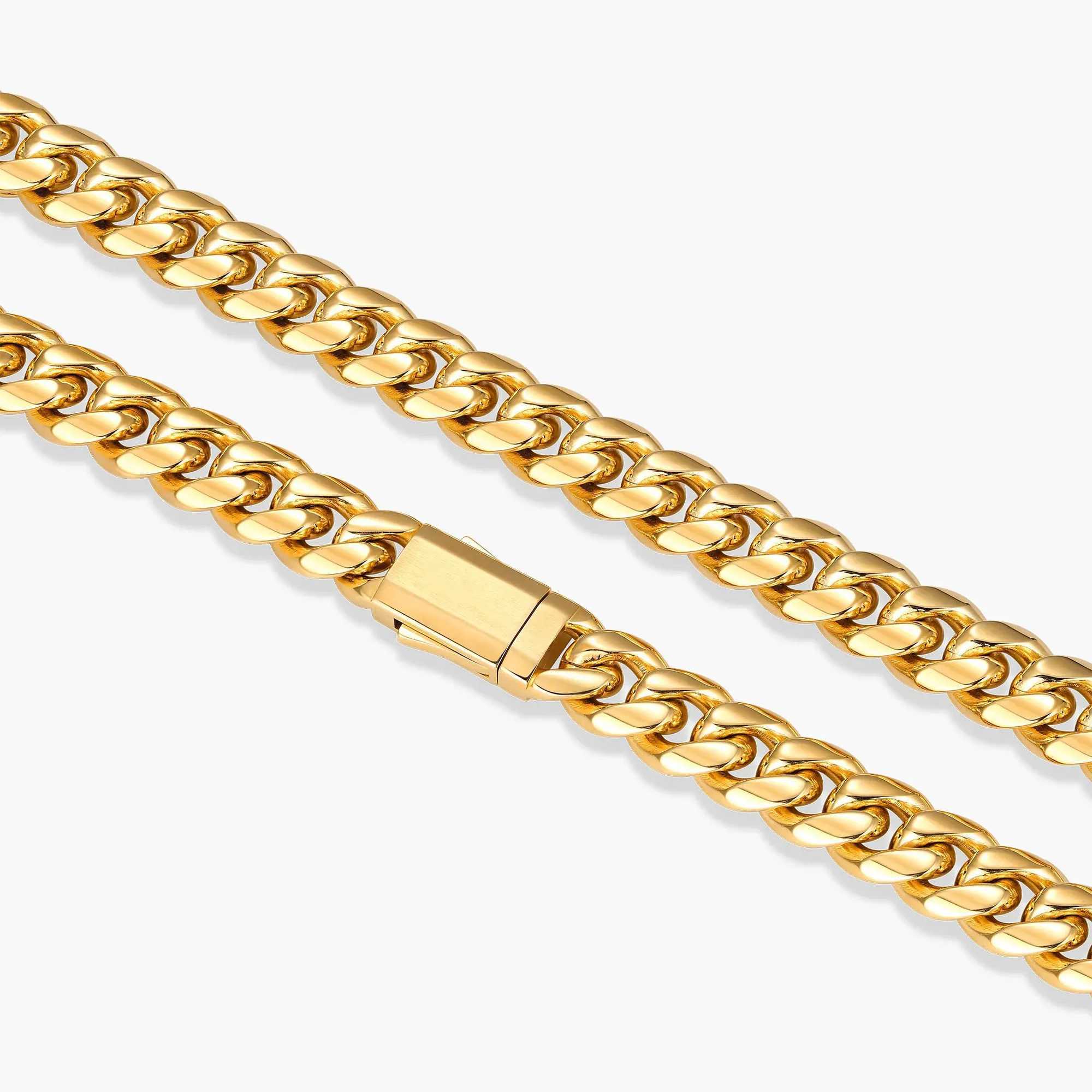 Stainless Steel Mens Cuban Link Chain Miami Necklace 8/10/12/14mm Width No Fade Durable Hip Hop Jewelry 7-26 Length W250620