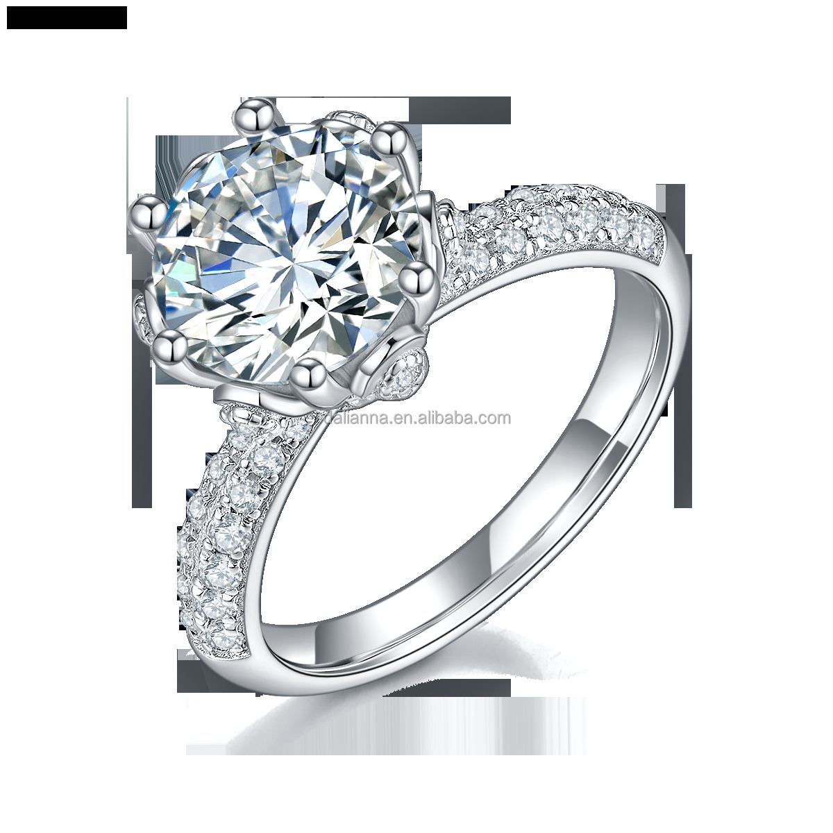 Luxury S925 Engagement Ring Flower White Gold Plated Custom Wedding Diamond Moissanite 3.0ct Popular Fashion Jewelry