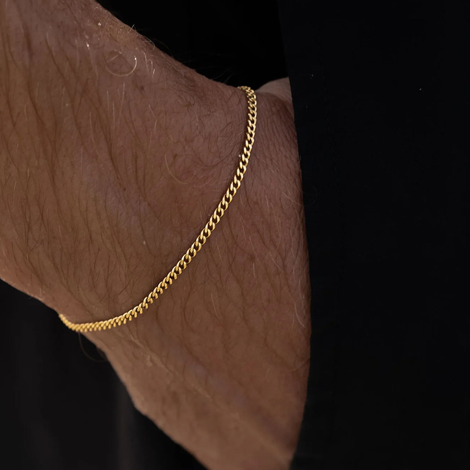 Choucong Ins Top Sell Elegant Simple Fashion Jewelry Stainless Steel High Quality 18K Gold Fill Party Women Men Cuba Chain Wrist Bracelet Gift Never
